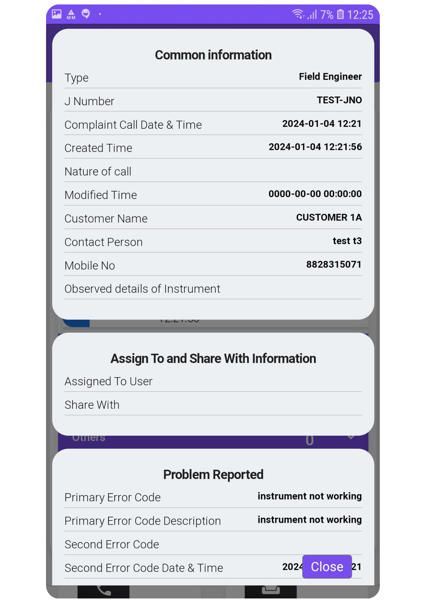 Field Service App Screenshot